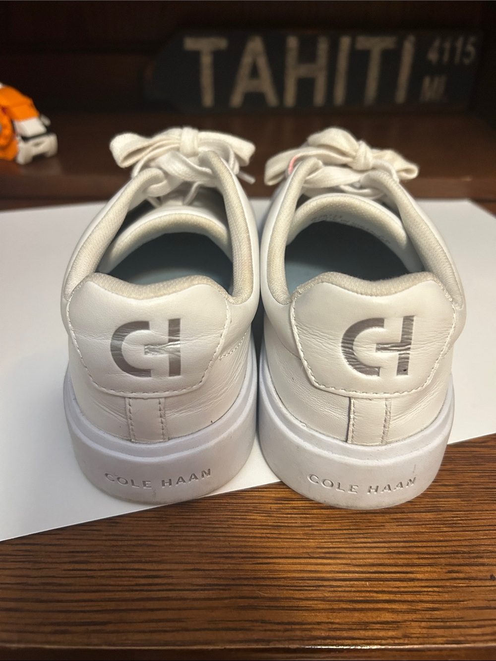 Cole Haan White Leather Lace-Up Sneakers - Picture 3 of 8